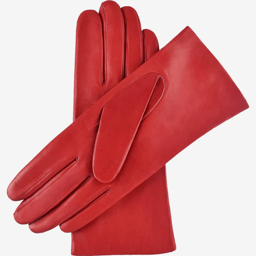 Isabella (red) - Italian lambskin leather gloves with cashmere lining & touchscreen feature