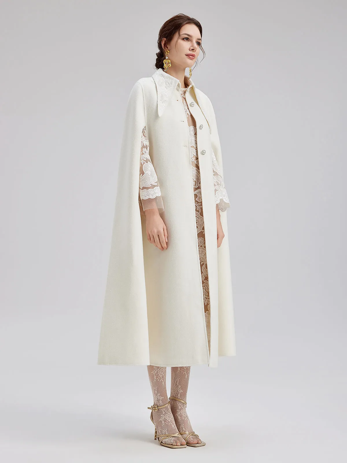 Italian Cashmere Embossed Wool Cape