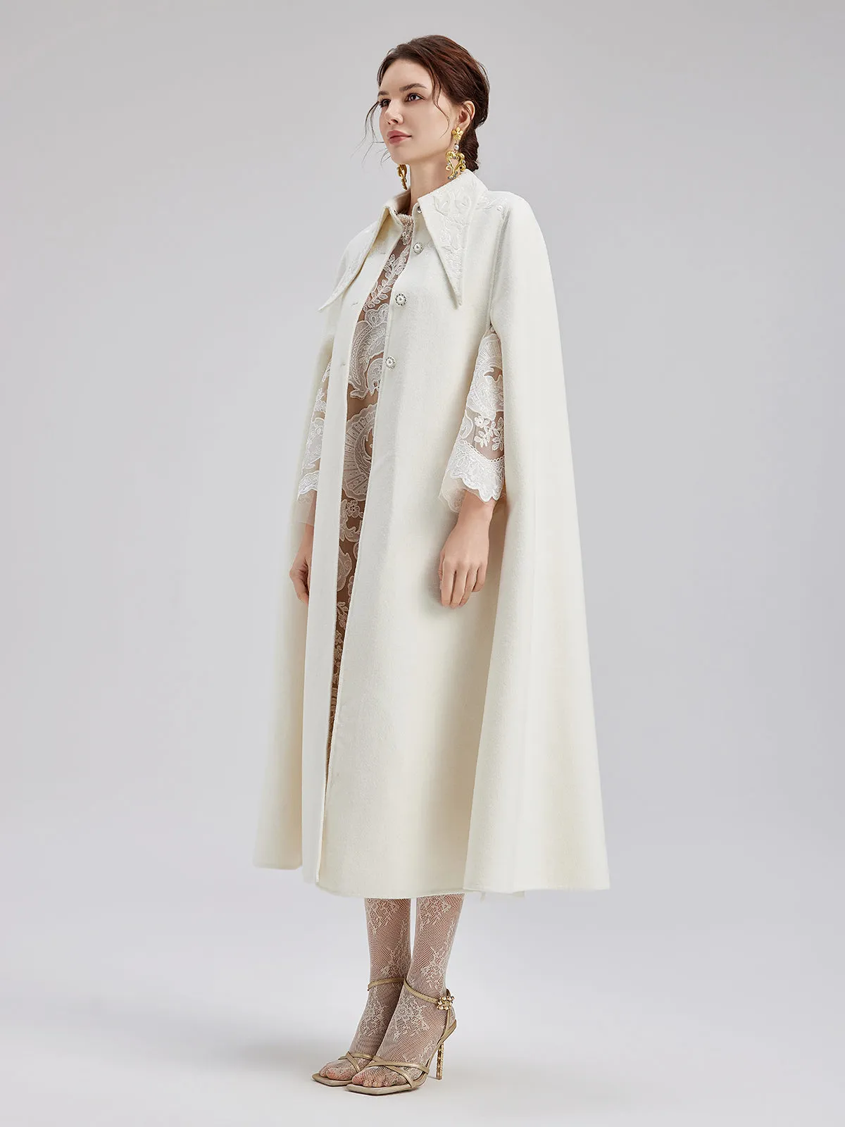 Italian Cashmere Embossed Wool Cape