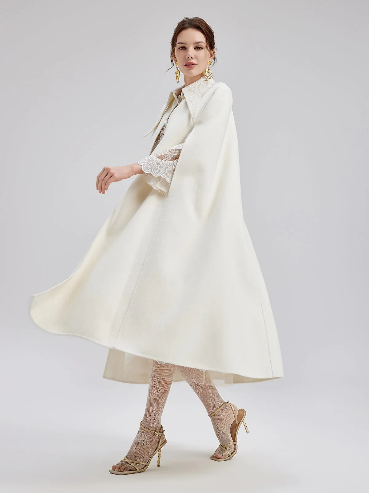 Italian Cashmere Embossed Wool Cape