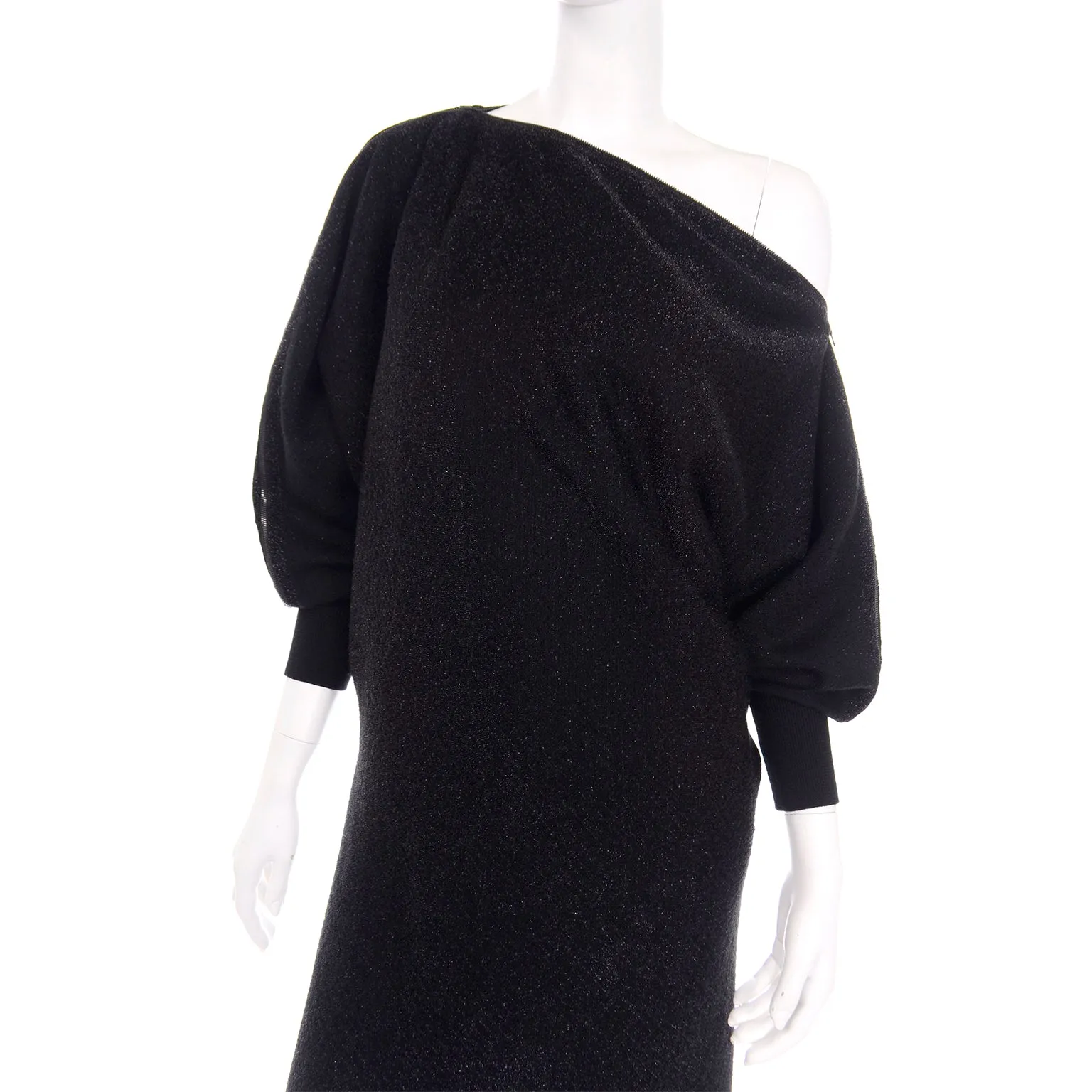 Jean Paul Gaultier Maille Femme Black Sparkle Knit Dress w Zipper Detail