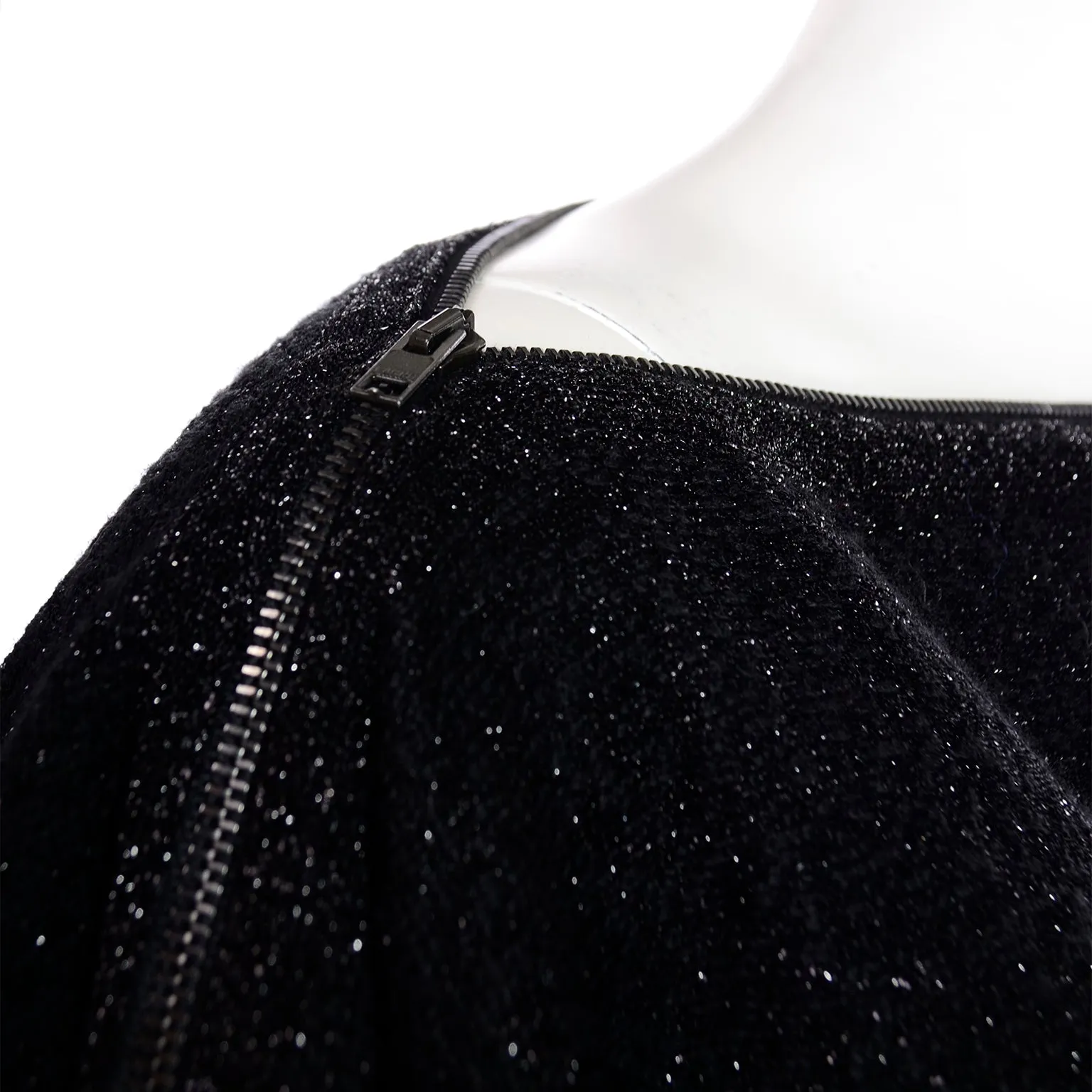 Jean Paul Gaultier Maille Femme Black Sparkle Knit Dress w Zipper Detail