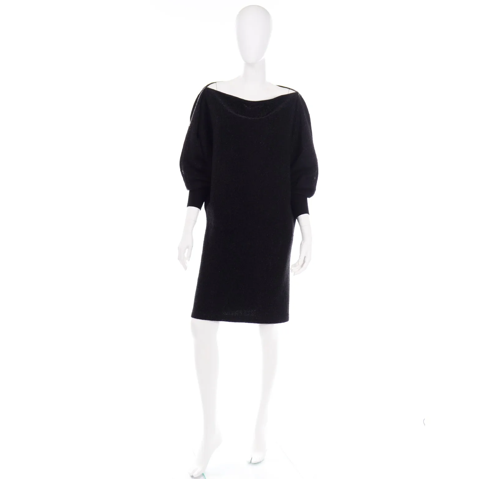 Jean Paul Gaultier Maille Femme Black Sparkle Knit Dress w Zipper Detail