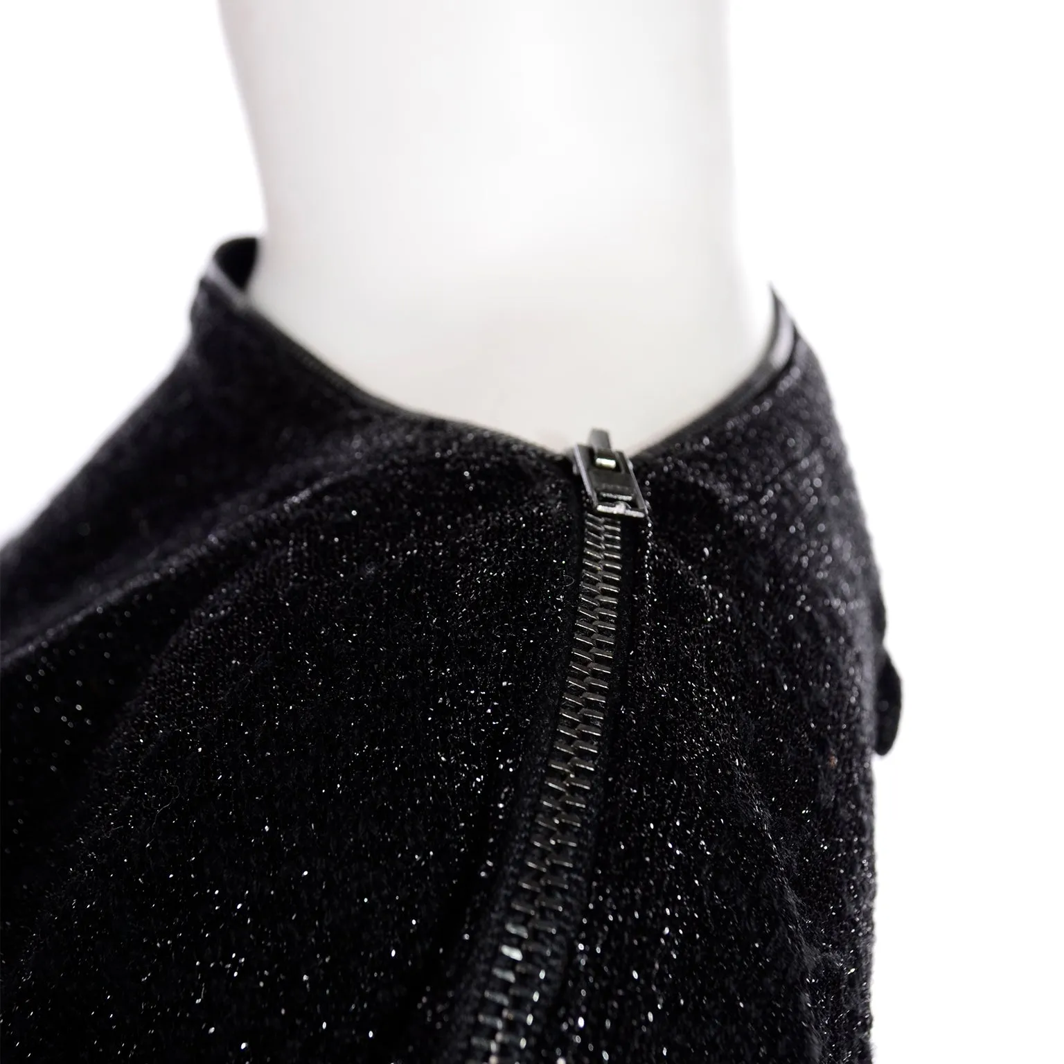 Jean Paul Gaultier Maille Femme Black Sparkle Knit Dress w Zipper Detail