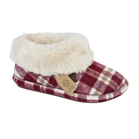 Jo & Joe Glenroyal Cherry Tartan Womens Comfort Bootie Slippers