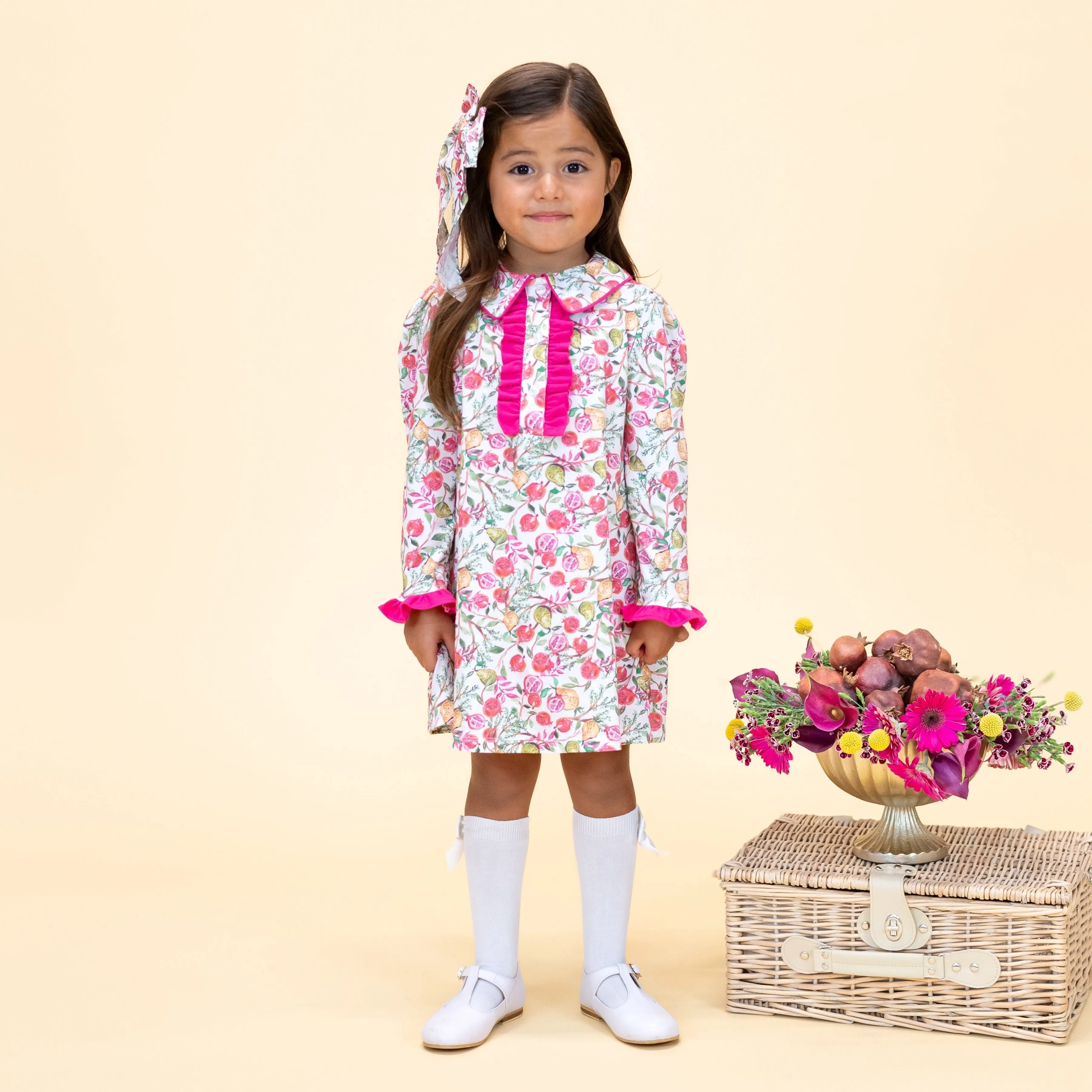 Juliette Girl Dress - White Pomegranate