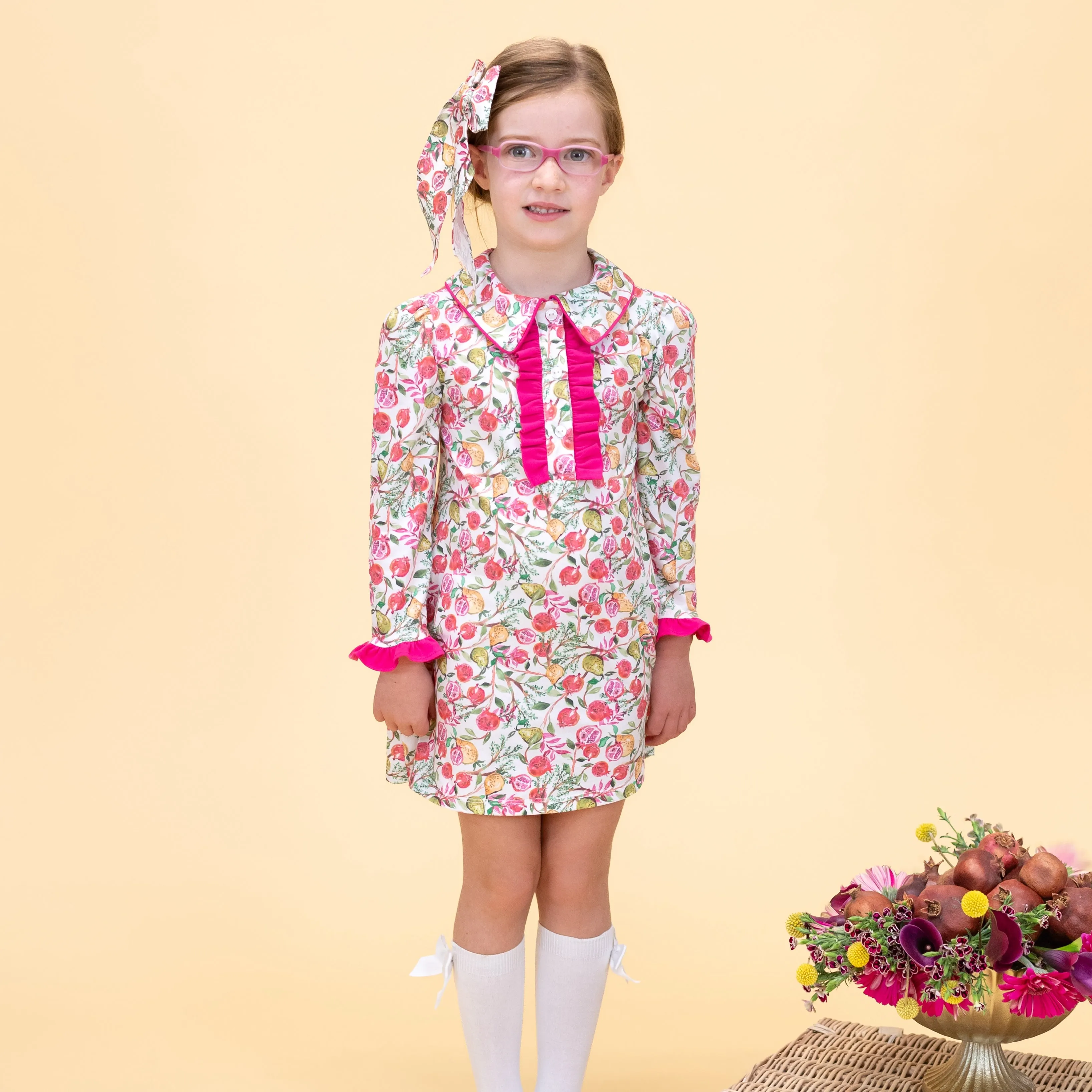 Juliette Girl Dress - White Pomegranate