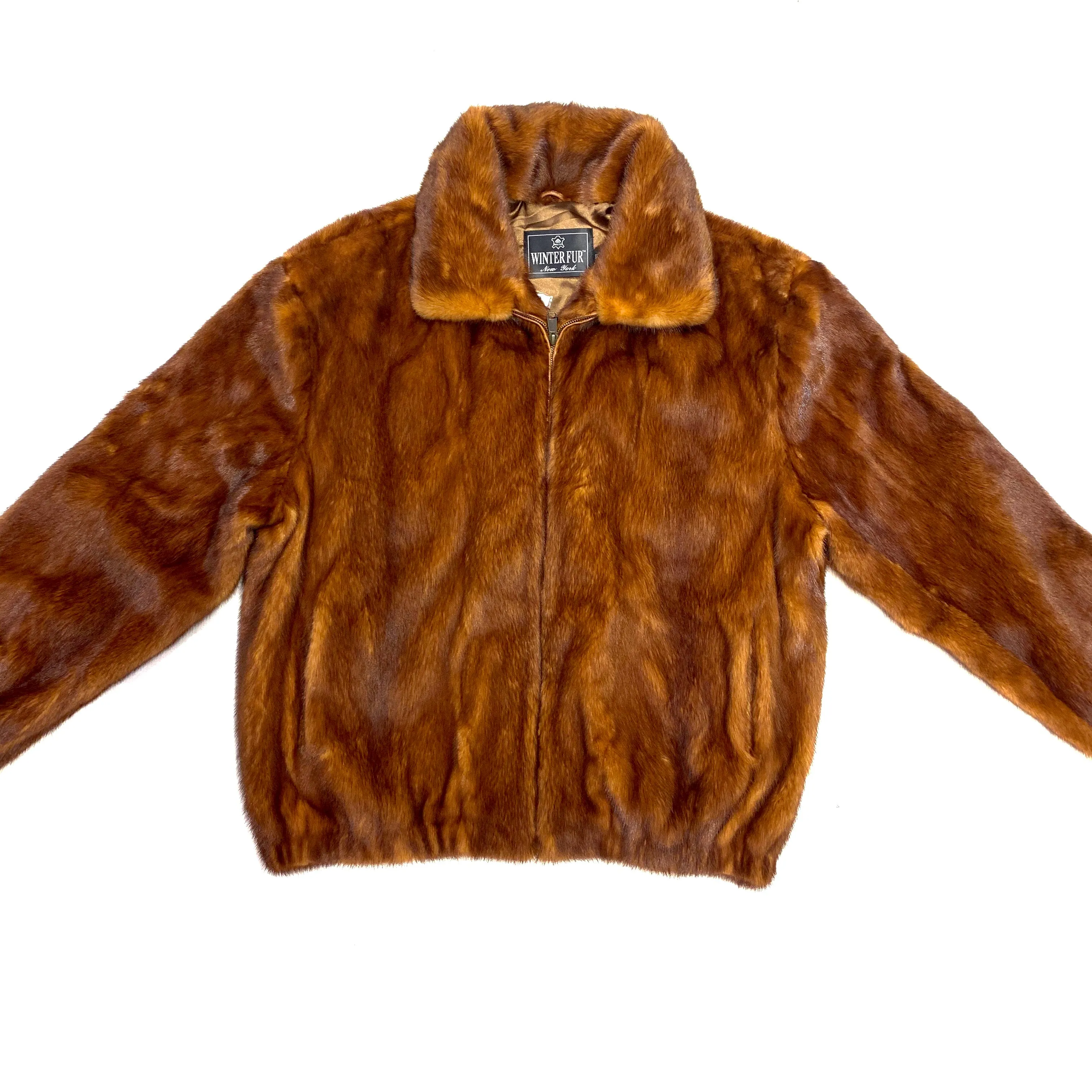 Kashani Men's Cognac Full Mink Fur Coat