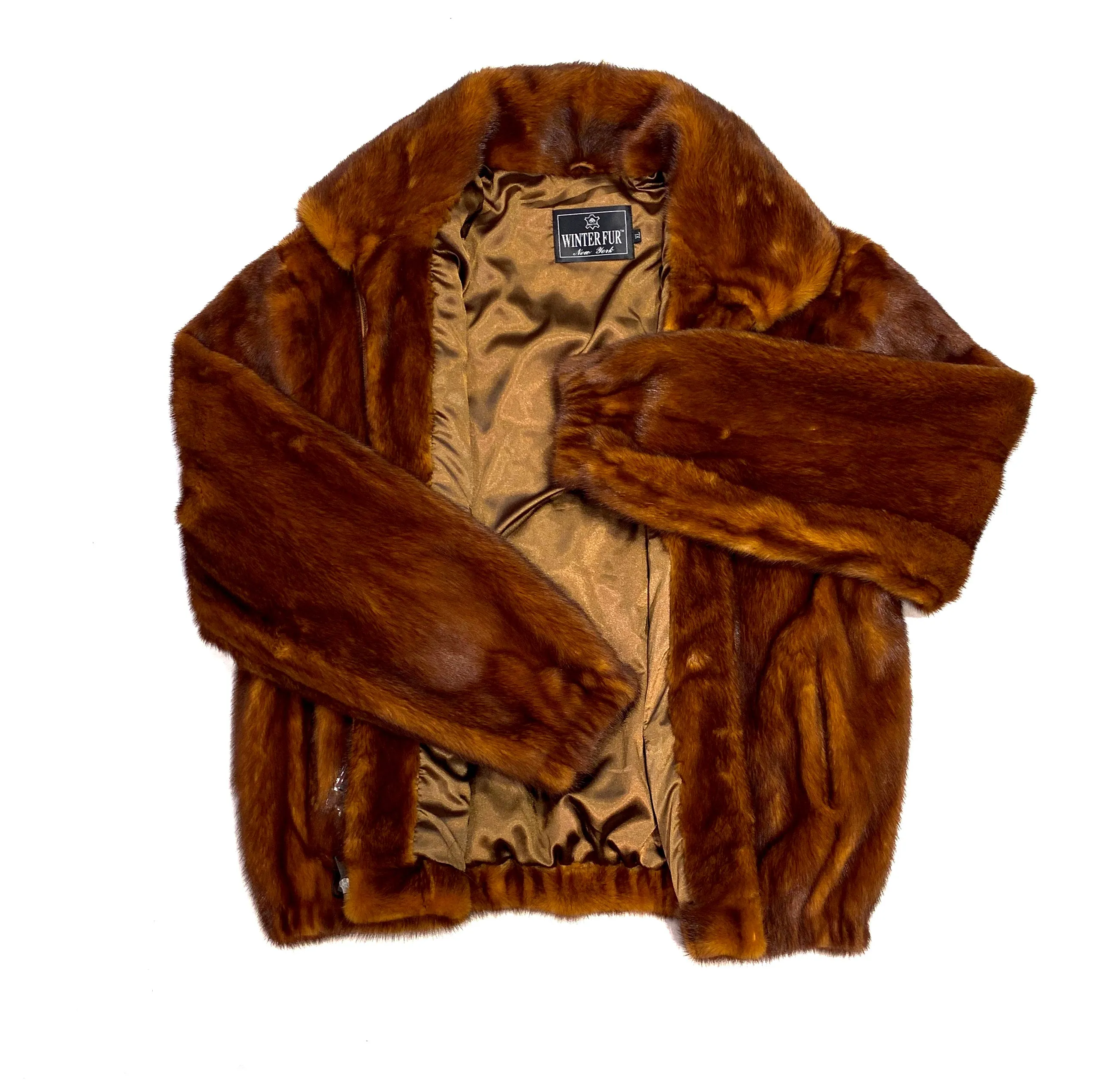 Kashani Men's Cognac Full Mink Fur Coat