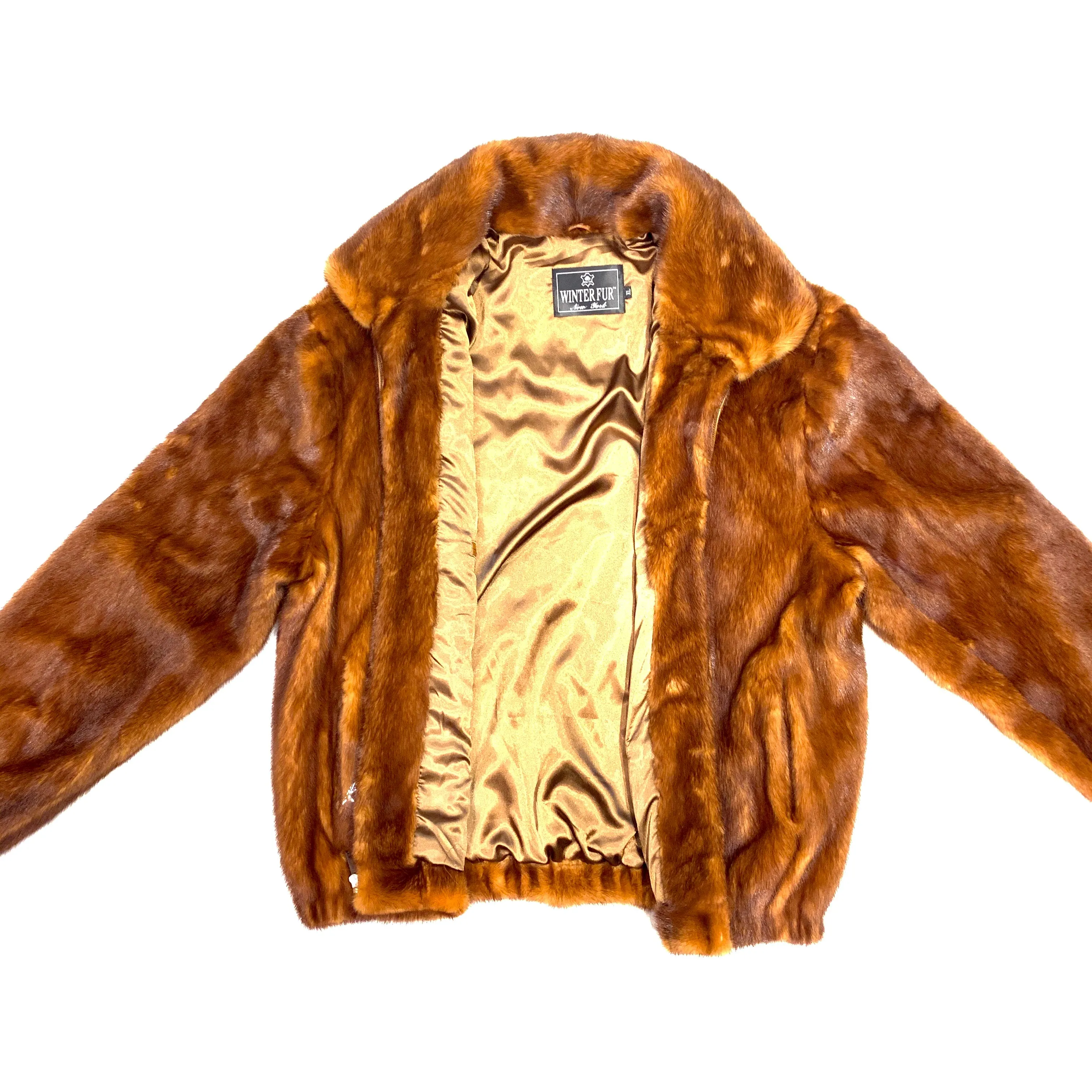 Kashani Men's Cognac Full Mink Fur Coat