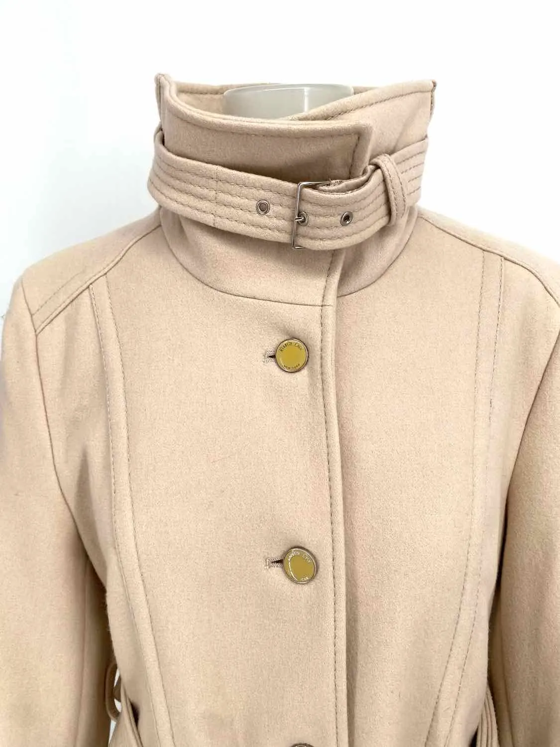 Kenneth Cole Women's Ivory Belted Wool Blend Size 10 Coat