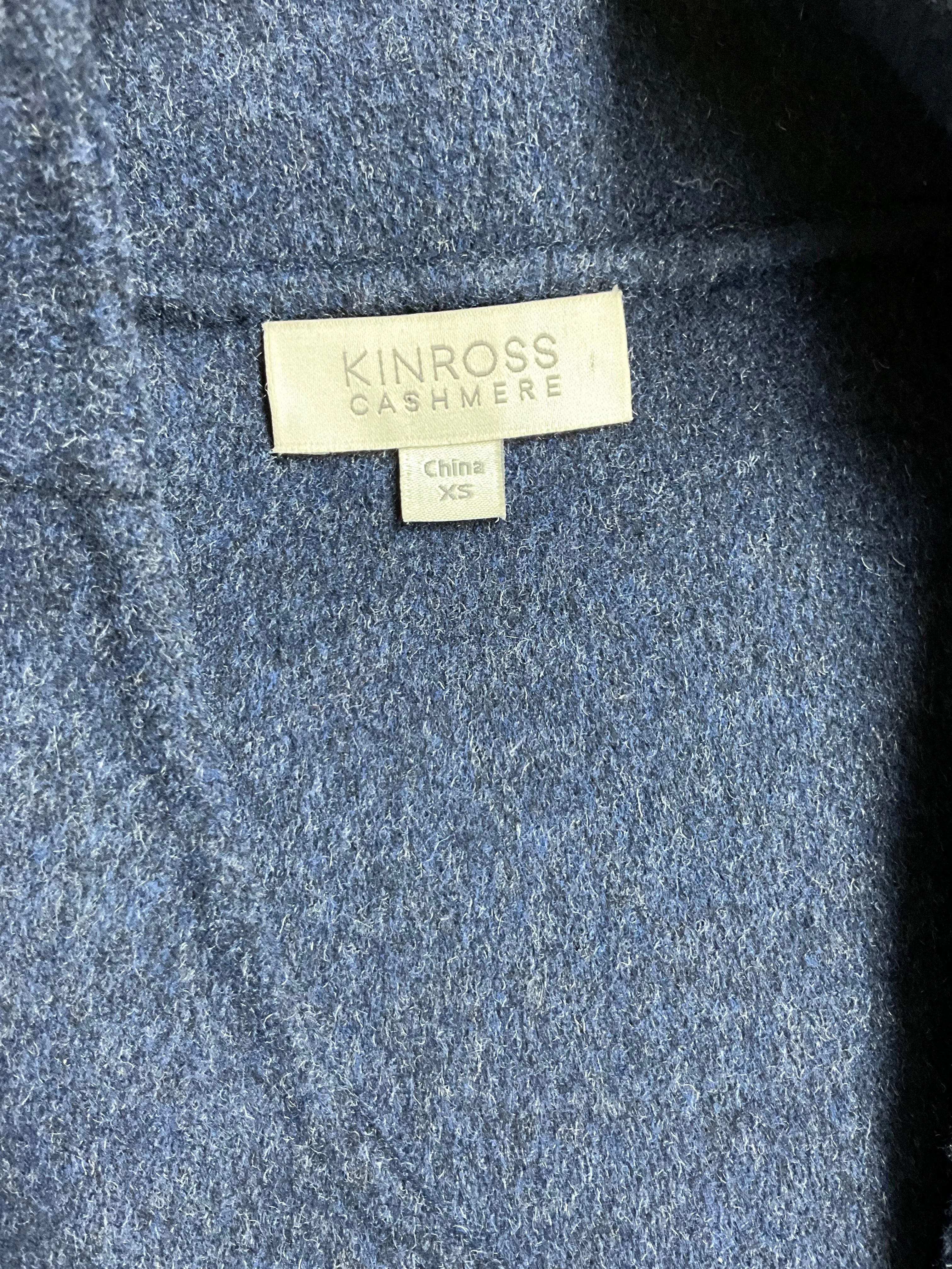 Kinross Cashmere Navy Wool Coat Size XS