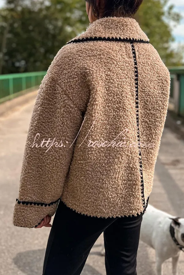 Lamb Wool Casual Lapel Loose Pocket Coat