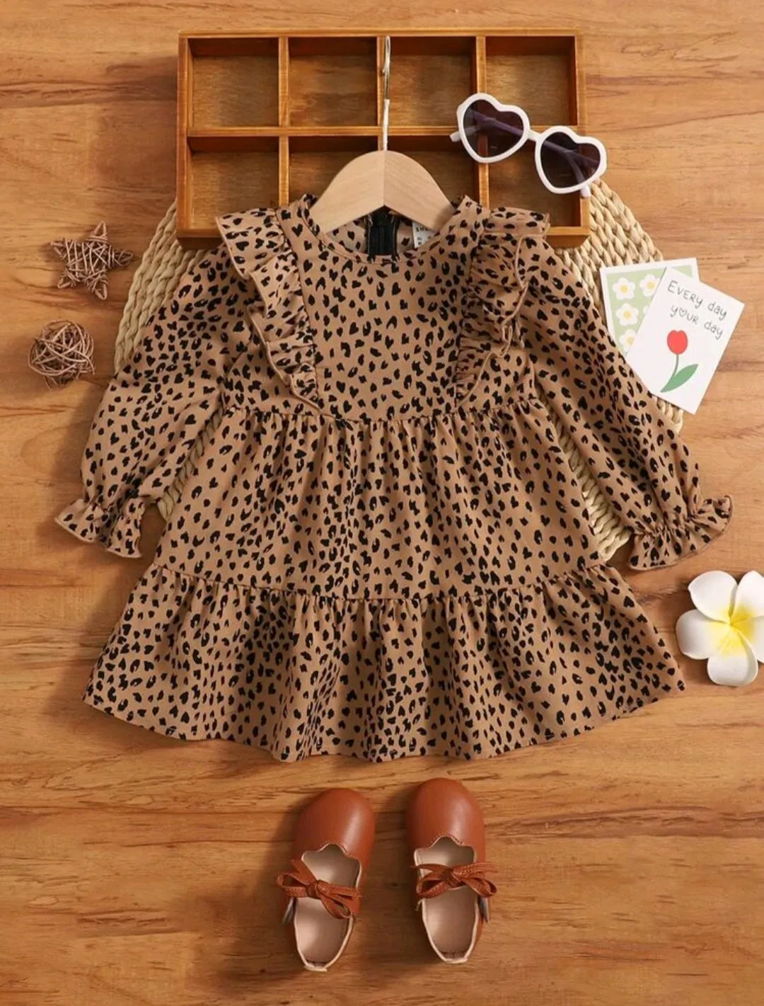 Leopard Print Long Sleeve Dress #1001097