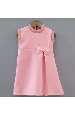 Light Pink Pearl Detailing Sleeveless Dress