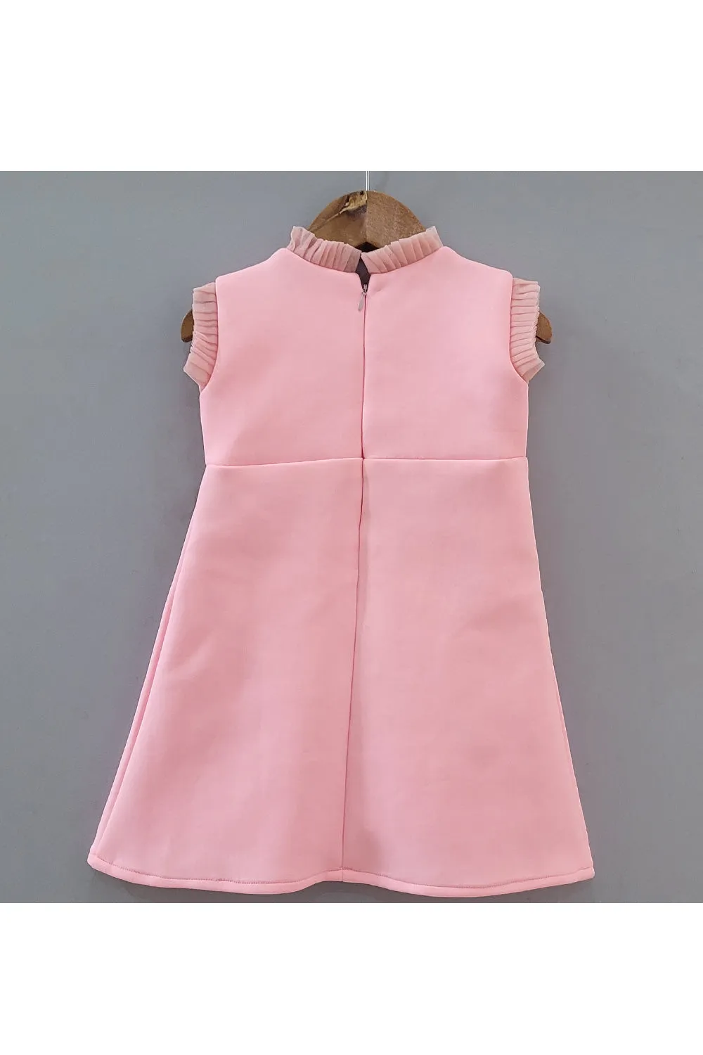 Light Pink Pearl Detailing Sleeveless Dress