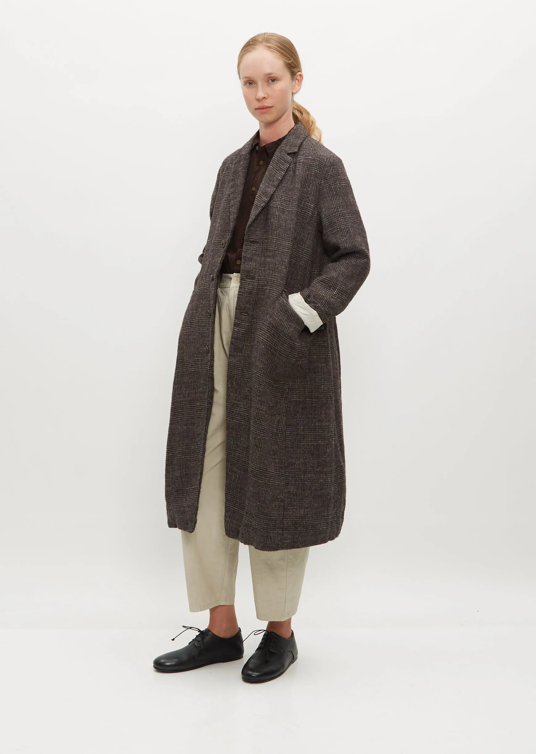 Linen Wool Glen Check Coat