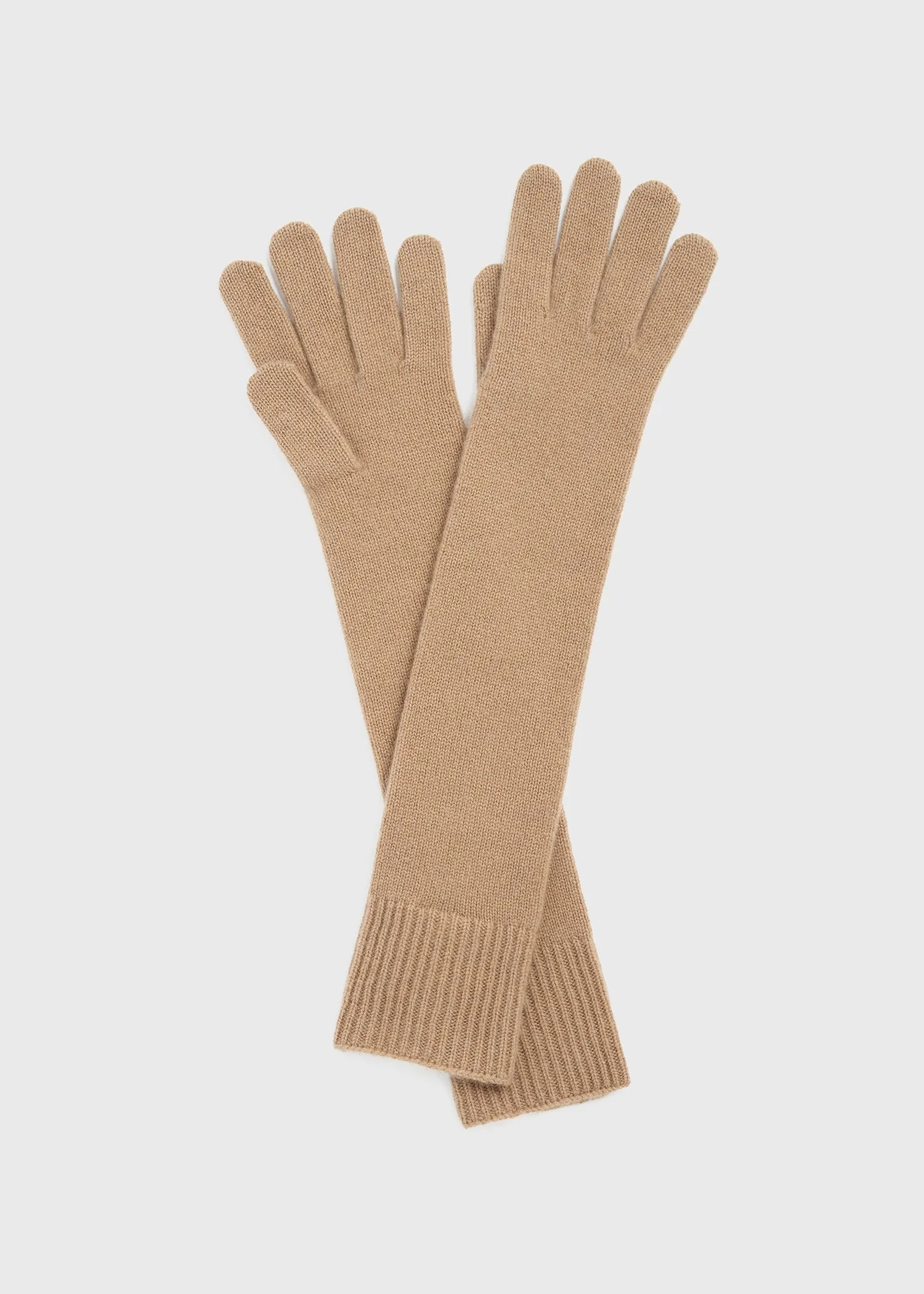 Long knit gloves camel