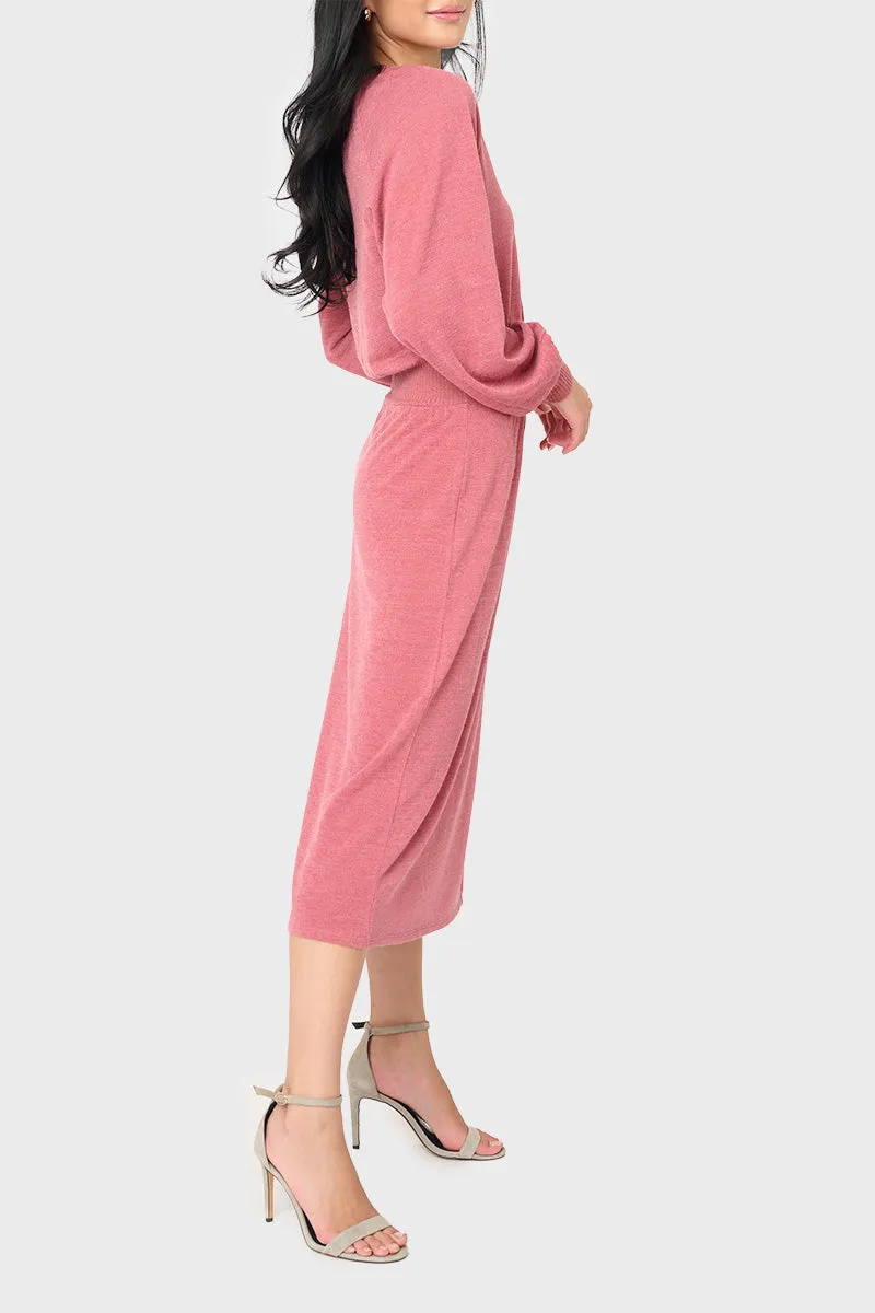 Long Sleeve V-Neck Midi Sweater Dress