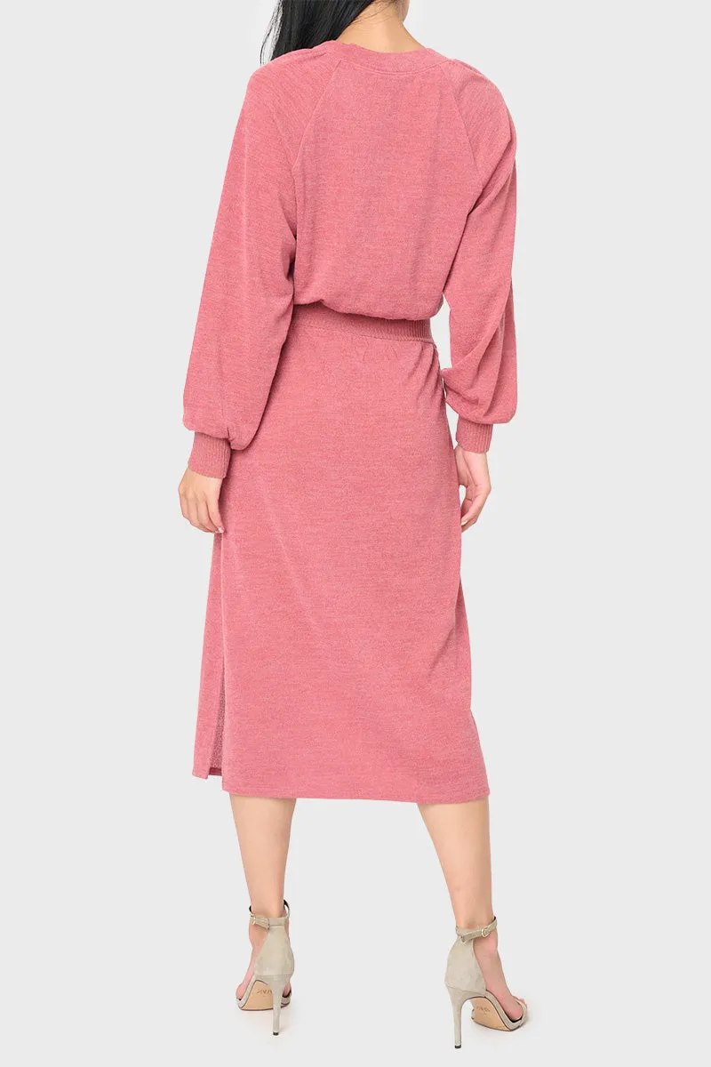 Long Sleeve V-Neck Midi Sweater Dress