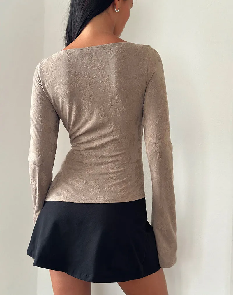 Lunica Long Sleeve Jersey Top in Jacquard Light Taupe