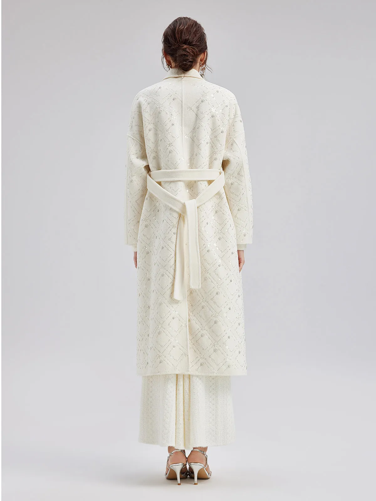 Luxe Beaded Embroidery Wool Coat