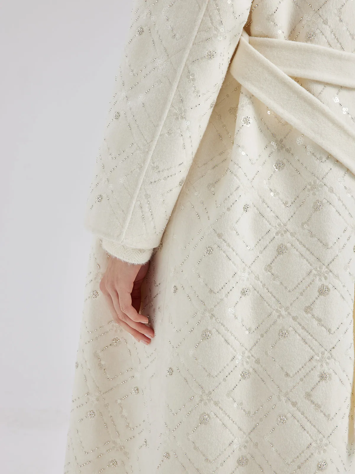 Luxe Beaded Embroidery Wool Coat