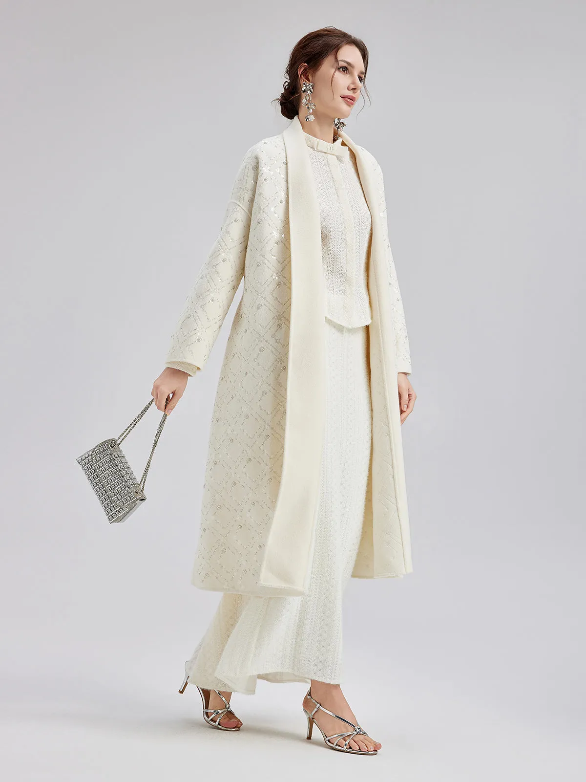 Luxe Beaded Embroidery Wool Coat