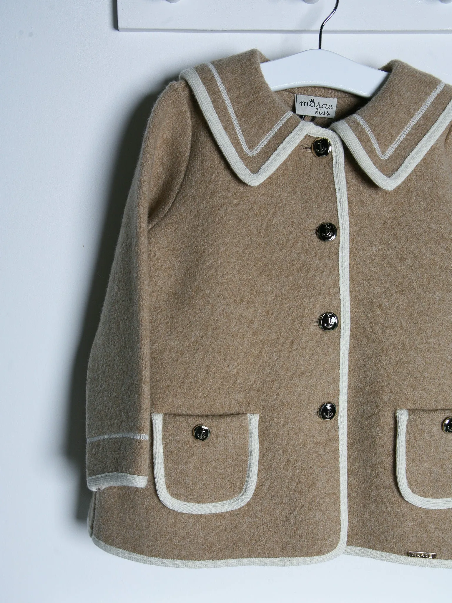 Marae Beige Merino Wool Sailor Coat