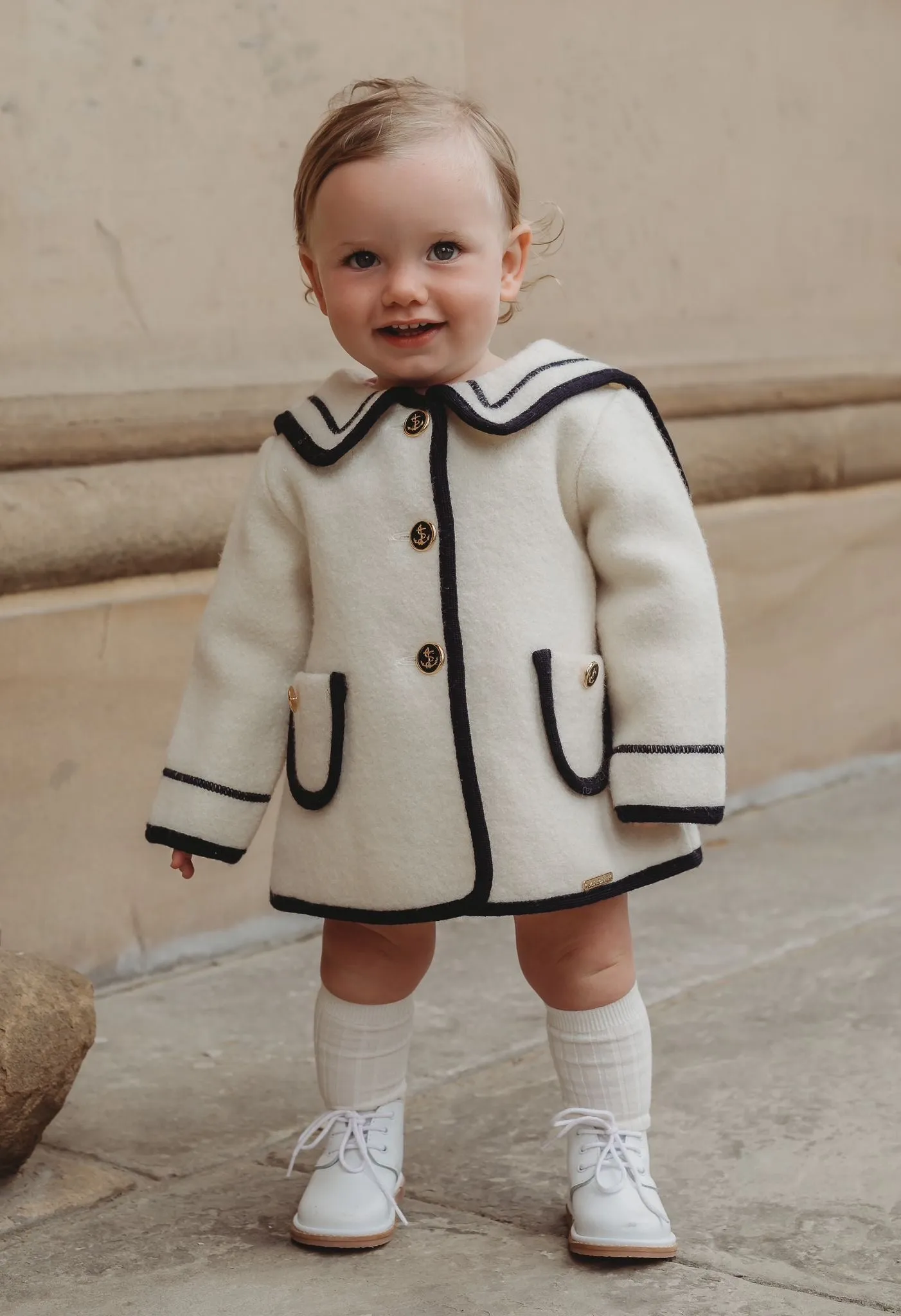 Marae Ivory Merino Wool Sailor Coat