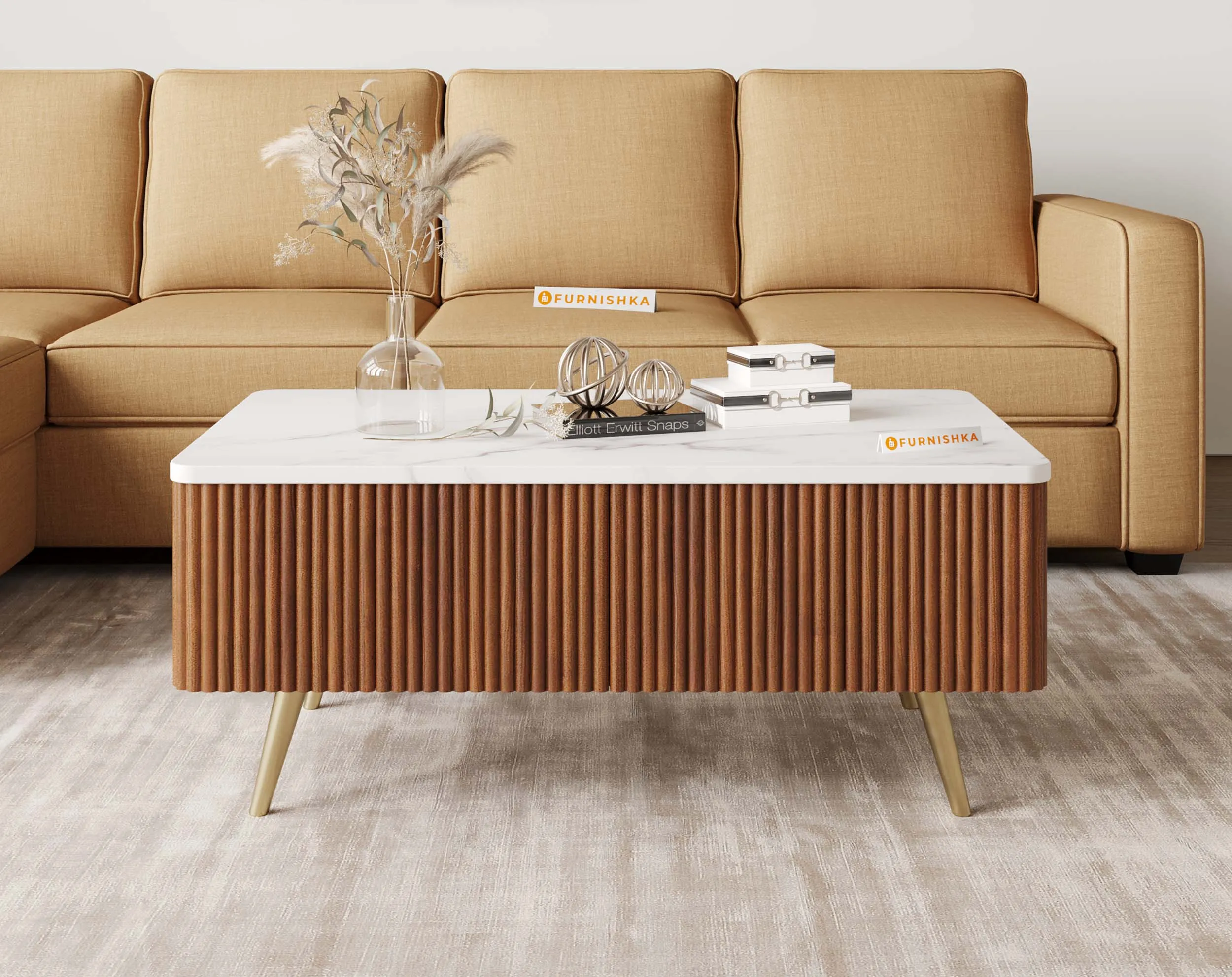 Marcella Fluted Rectangle Coffee Table - IM