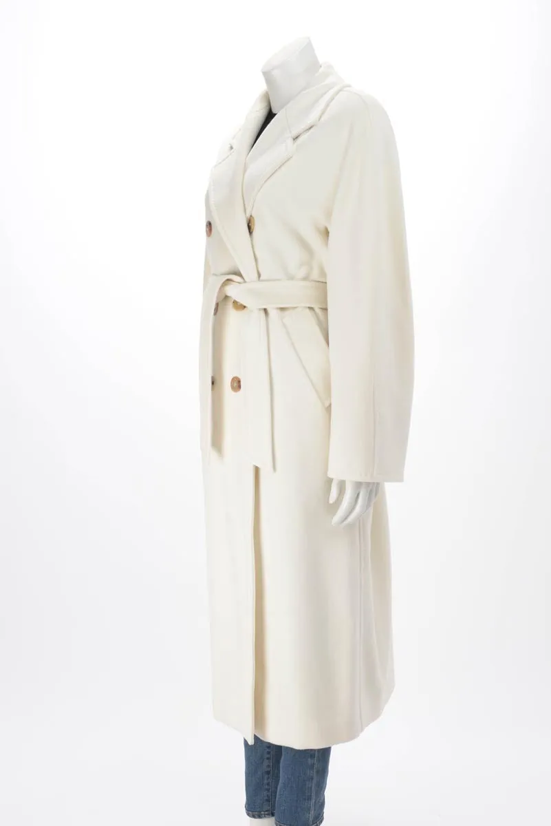 Max Mara White Wool Blend 101801 Icon D.B. Coat IT 42