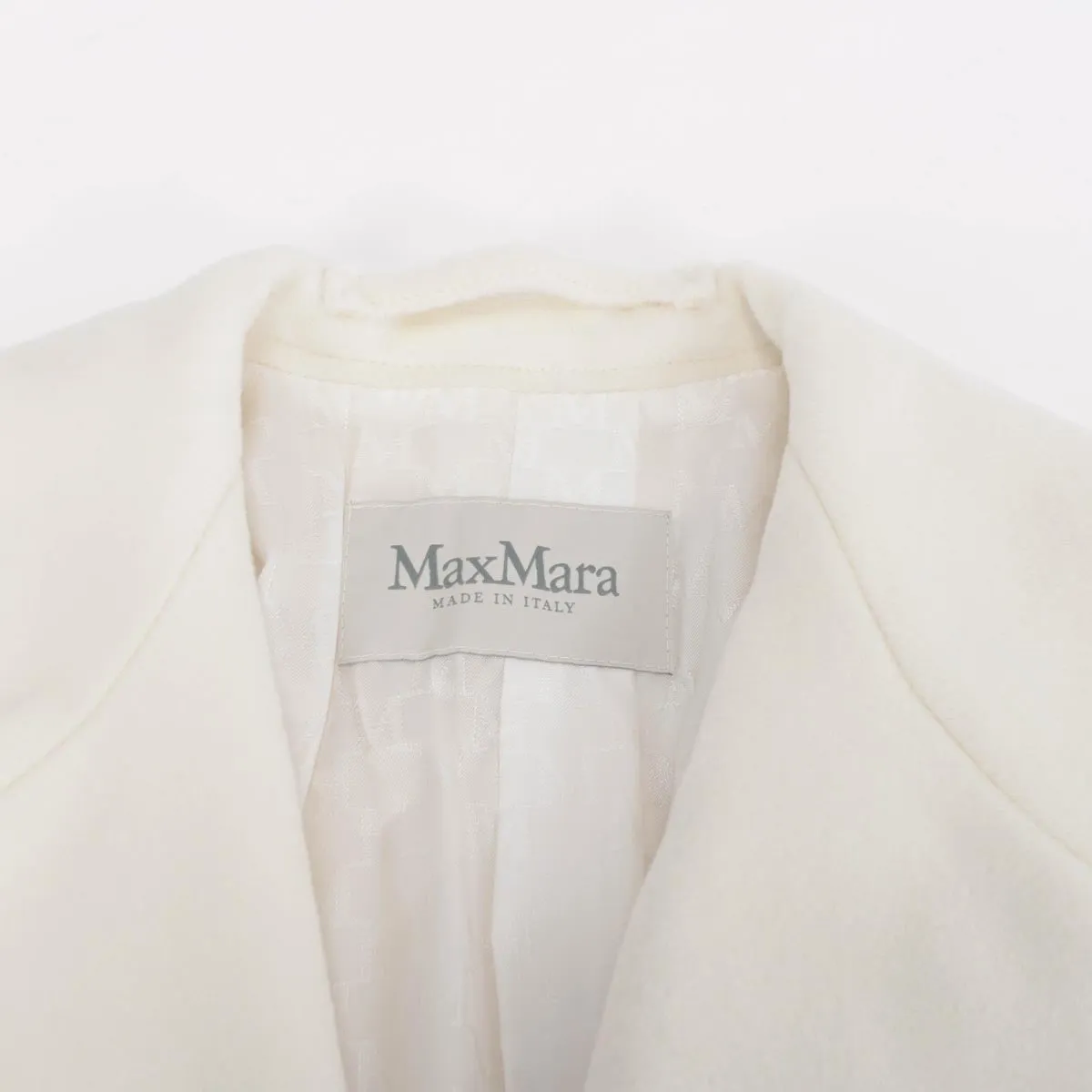 Max Mara White Wool Blend 101801 Icon D.B. Coat IT 42