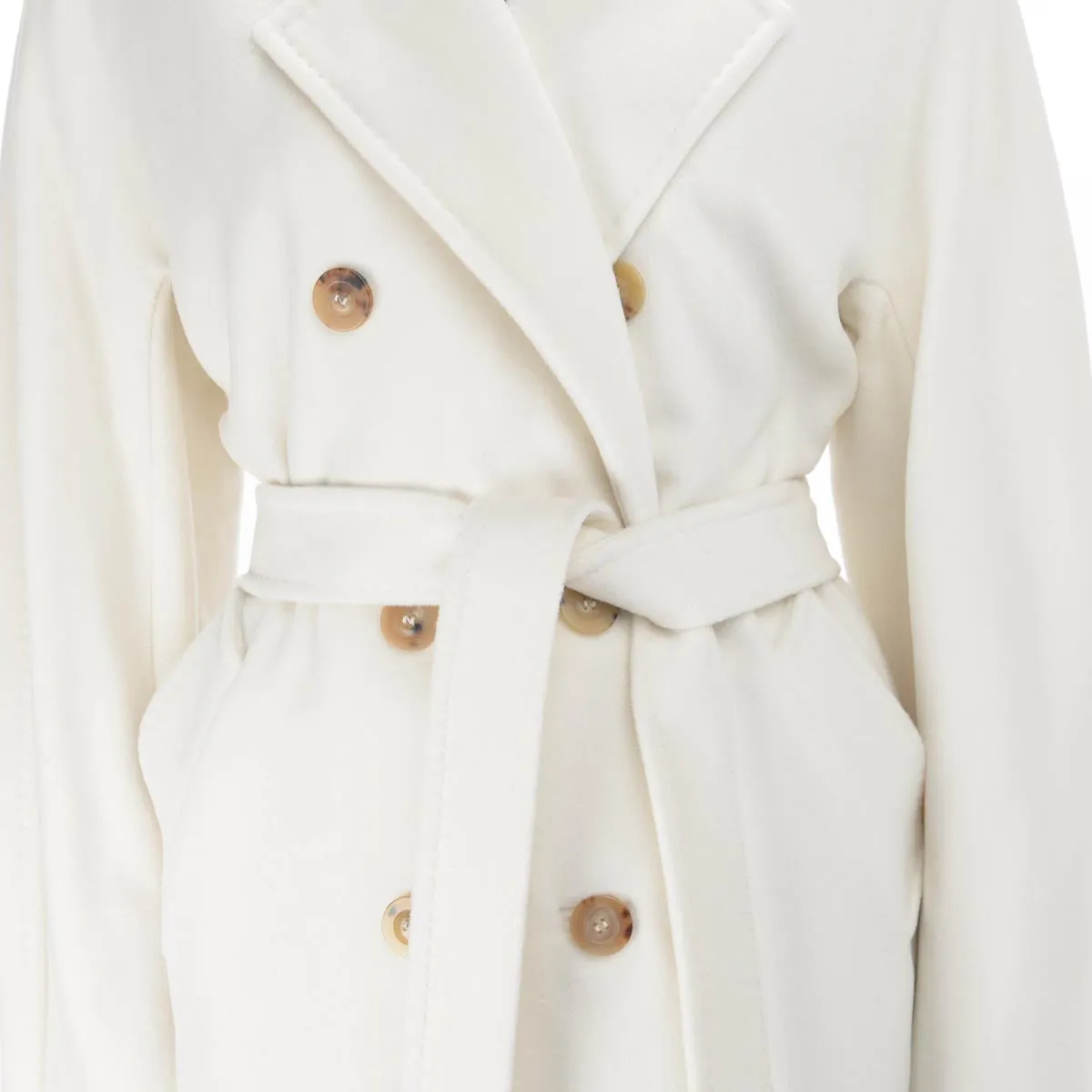 Max Mara White Wool Blend 101801 Icon D.B. Coat IT 42