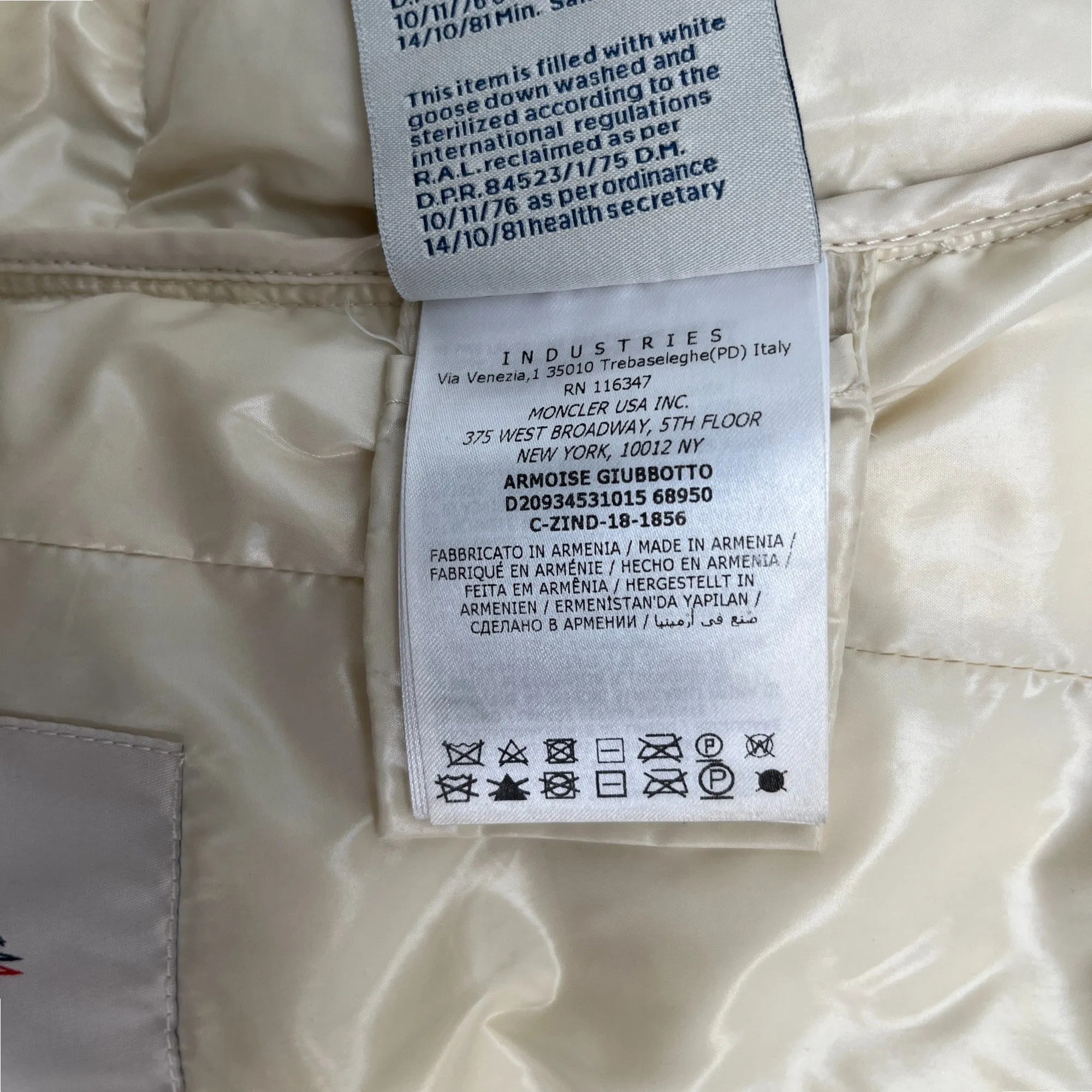 Men's Armoise Down Jacket Cream Size 2 / M