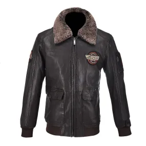 Mens Leather Bomber Jacket