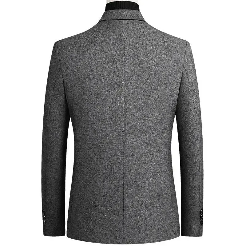 Men's Wool Blazers Male Suit Jacket Oversized Solid Business Casual Winter Jacket Men Clothing Wedding Suit Coat 4XL BFJ002