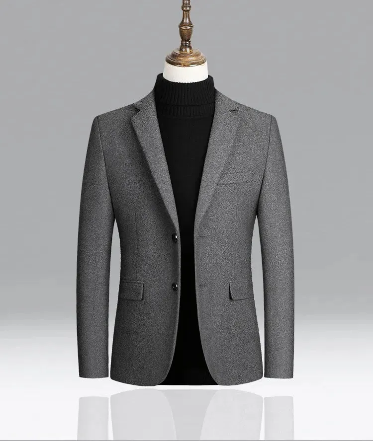 Men's Wool Blazers Male Suit Jacket Oversized Solid Business Casual Winter Jacket Men Clothing Wedding Suit Coat 4XL BFJ002