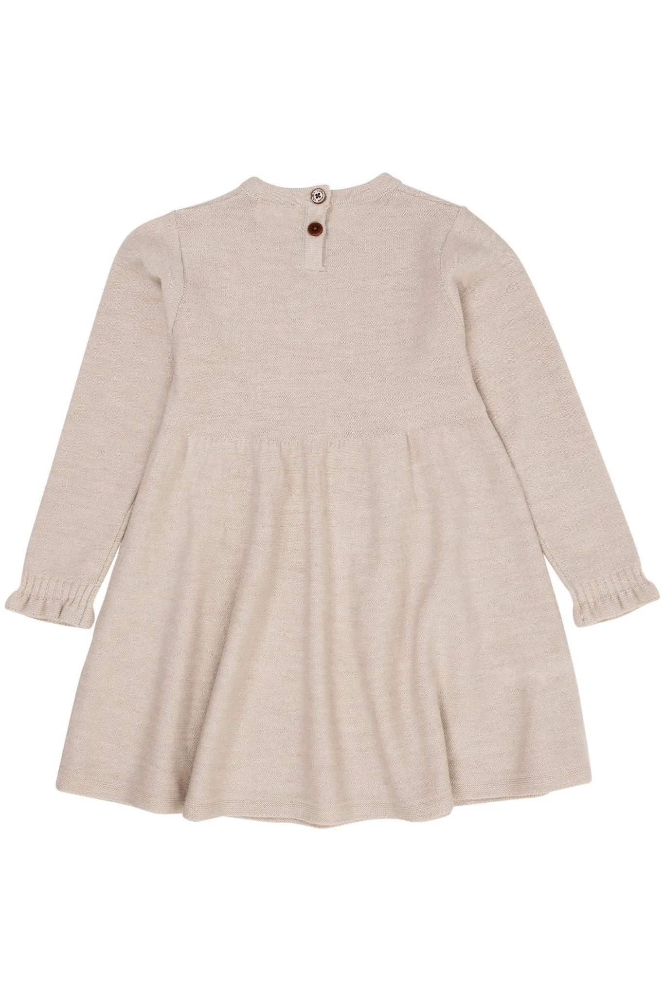 MERINO LS CABLE DRESS W. HEARTS - PALE CREAM MELANGE