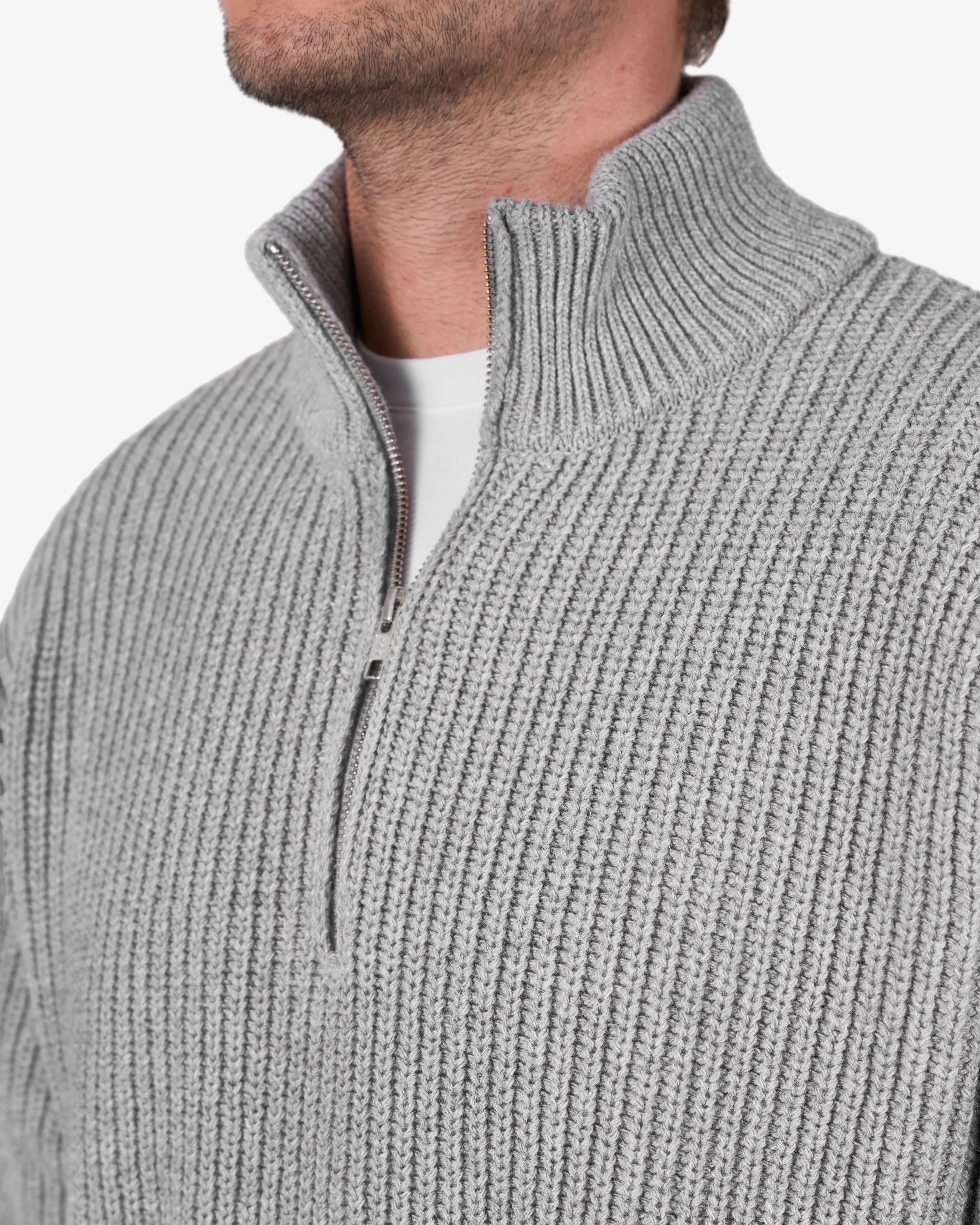 Merino Quarter Zip - Ivory White