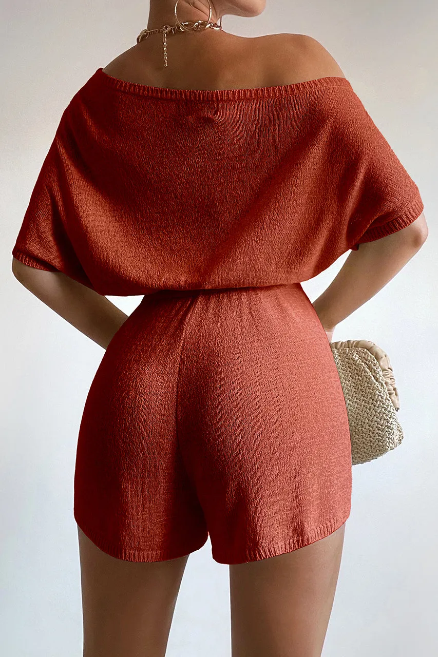 MIAMI KNIT PLAYSUIT - RUST