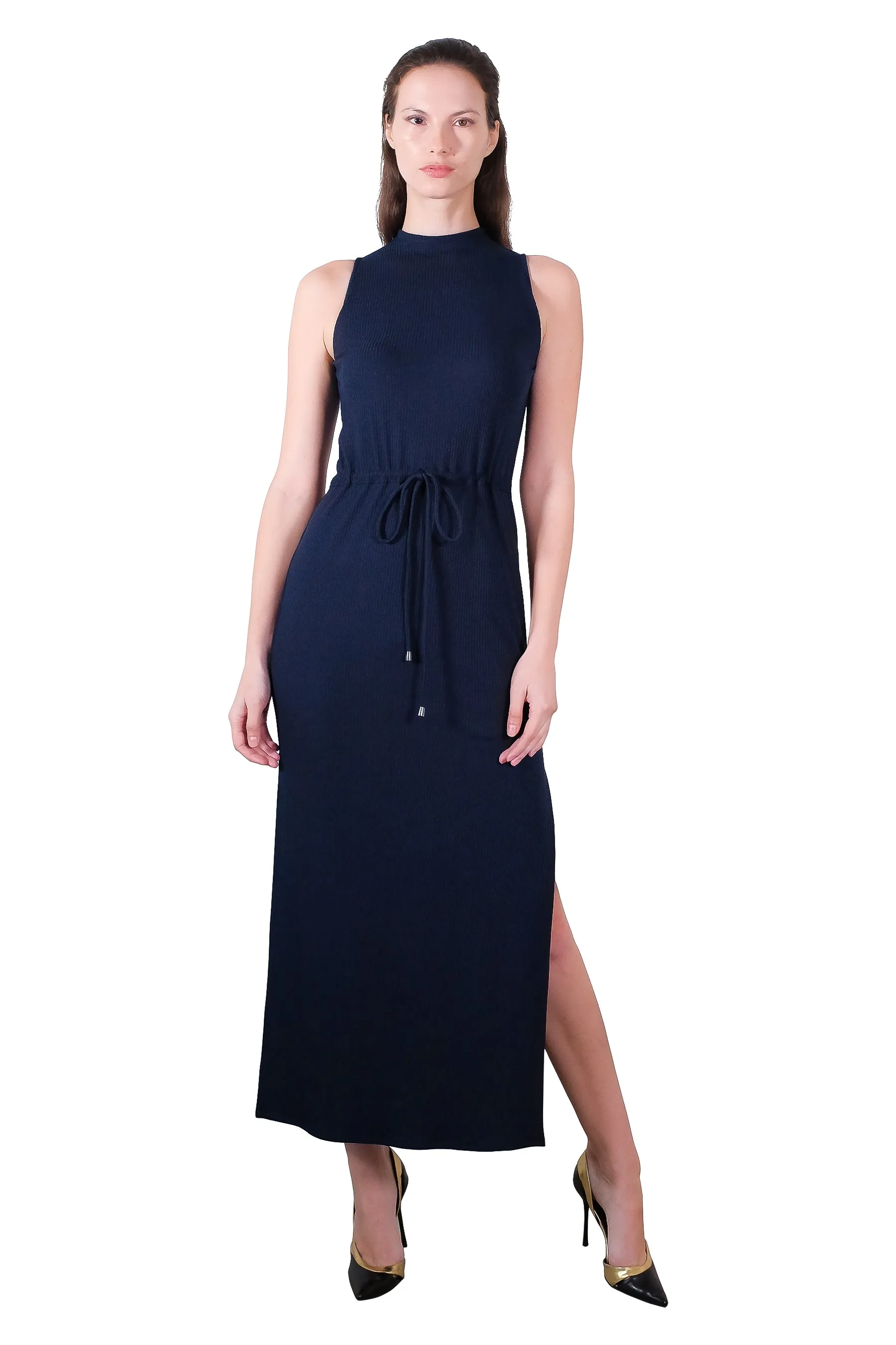 Michelle High-neck Maxi Rib Knit Dress