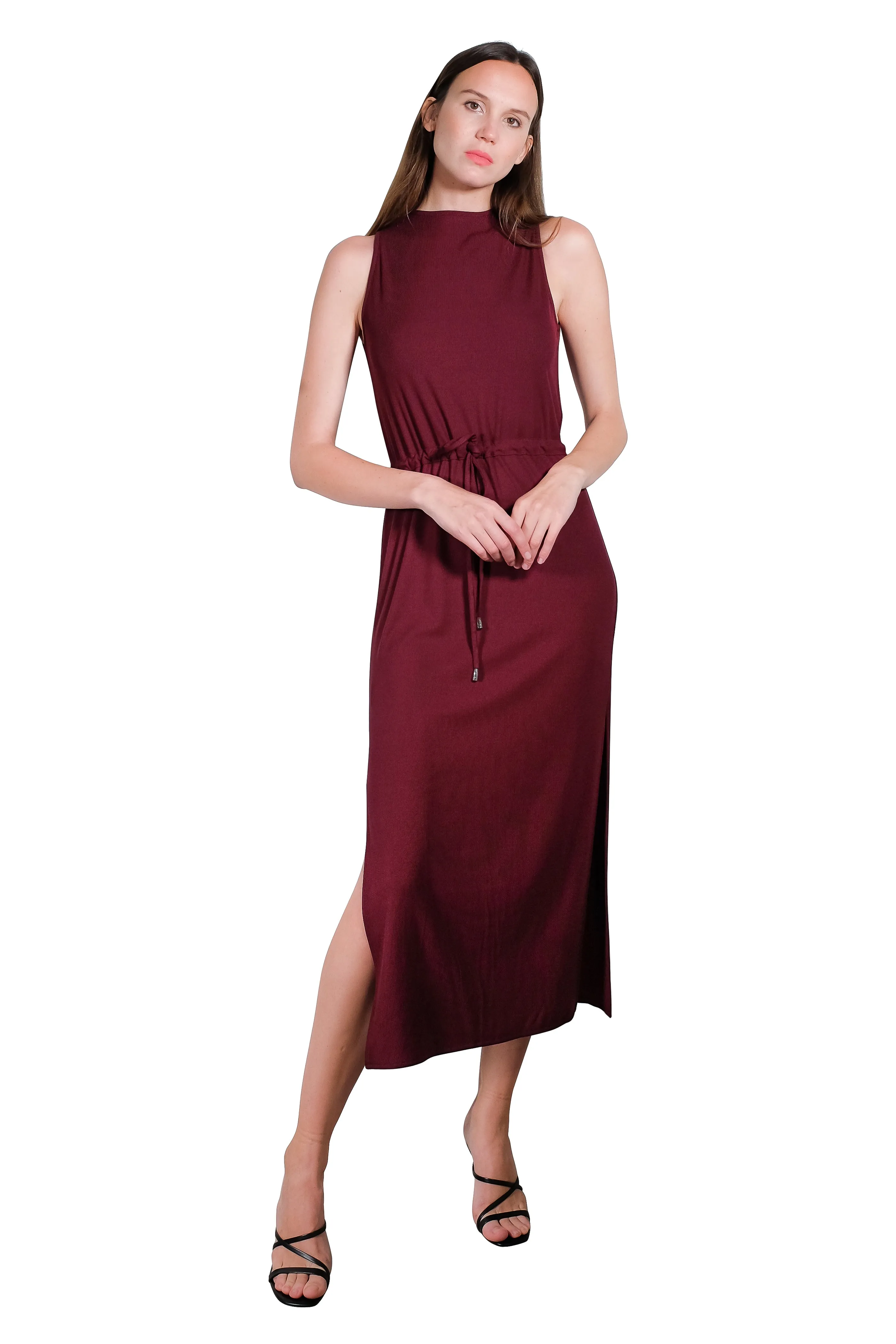 Michelle High-neck Maxi Rib Knit Dress