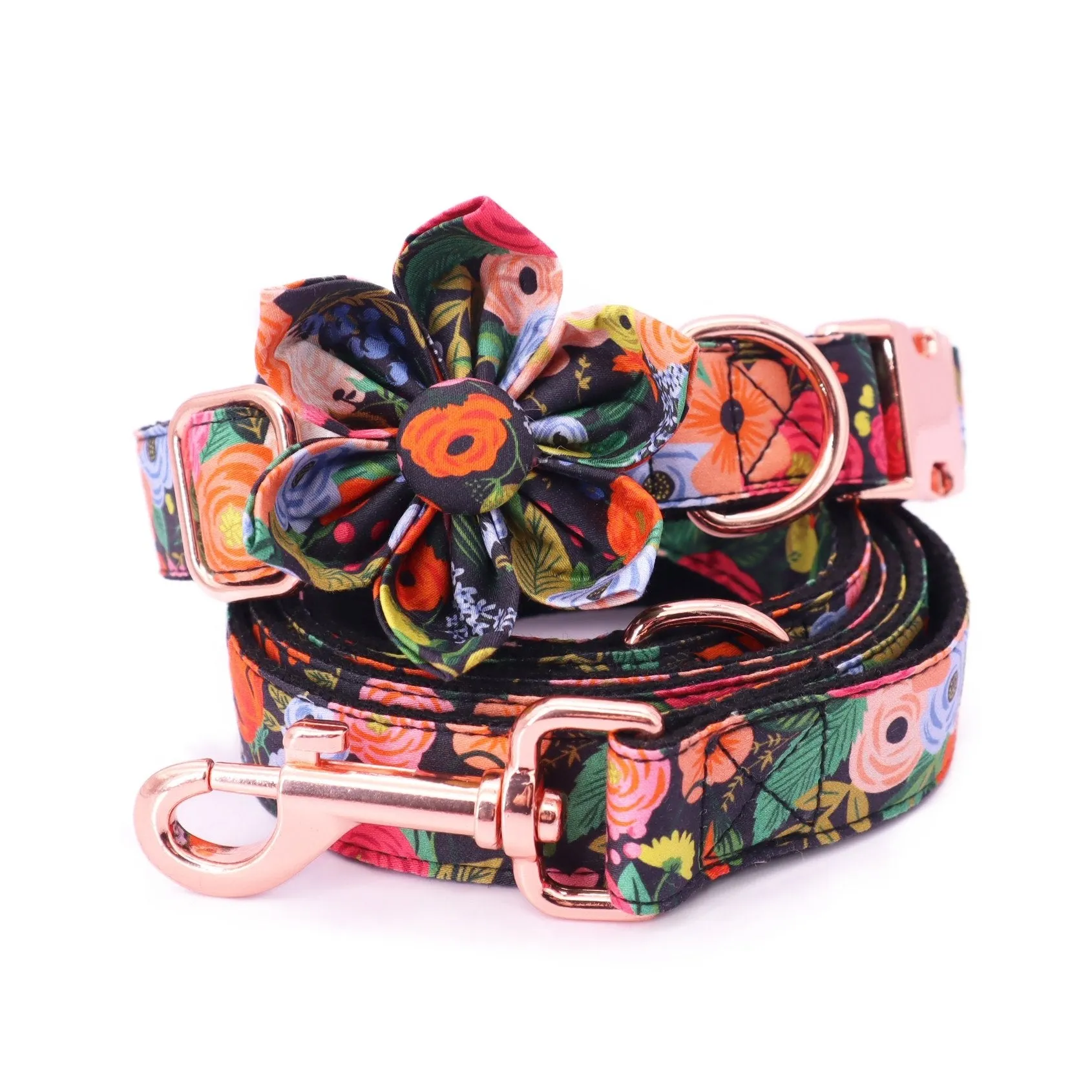 Midnight Floral Flower Unbreakable Collar™ & Leash Set