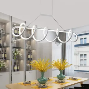 Minimalist Black/White LED Ceiling Light for Dining Room: Twisted Metallic Island Lighting