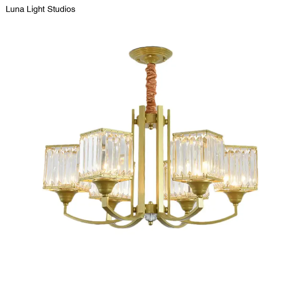 Minimalist Crystal Sputnik Chandelier Pendant Light - Gold Finish (3/6/8 Lights) for Living Room Ceiling