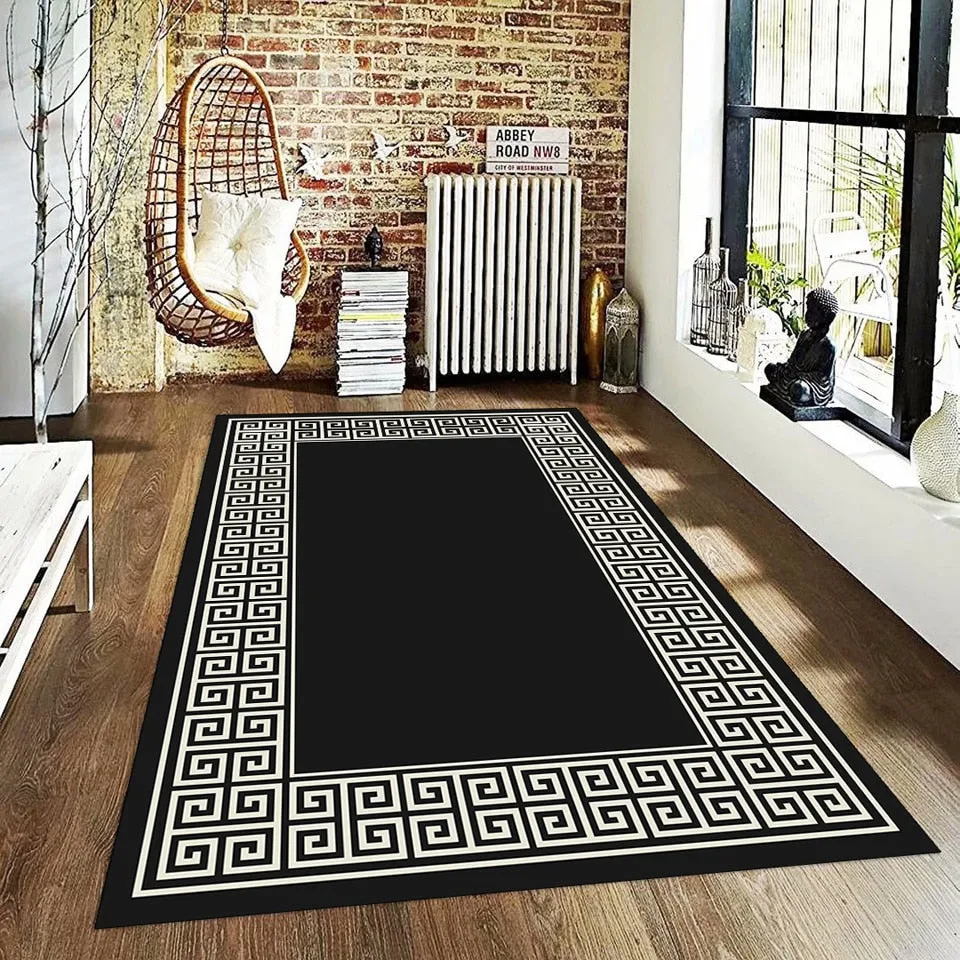 Modern Designer Black and White Double Layer Luxury Non-Slip  Rug Carpet