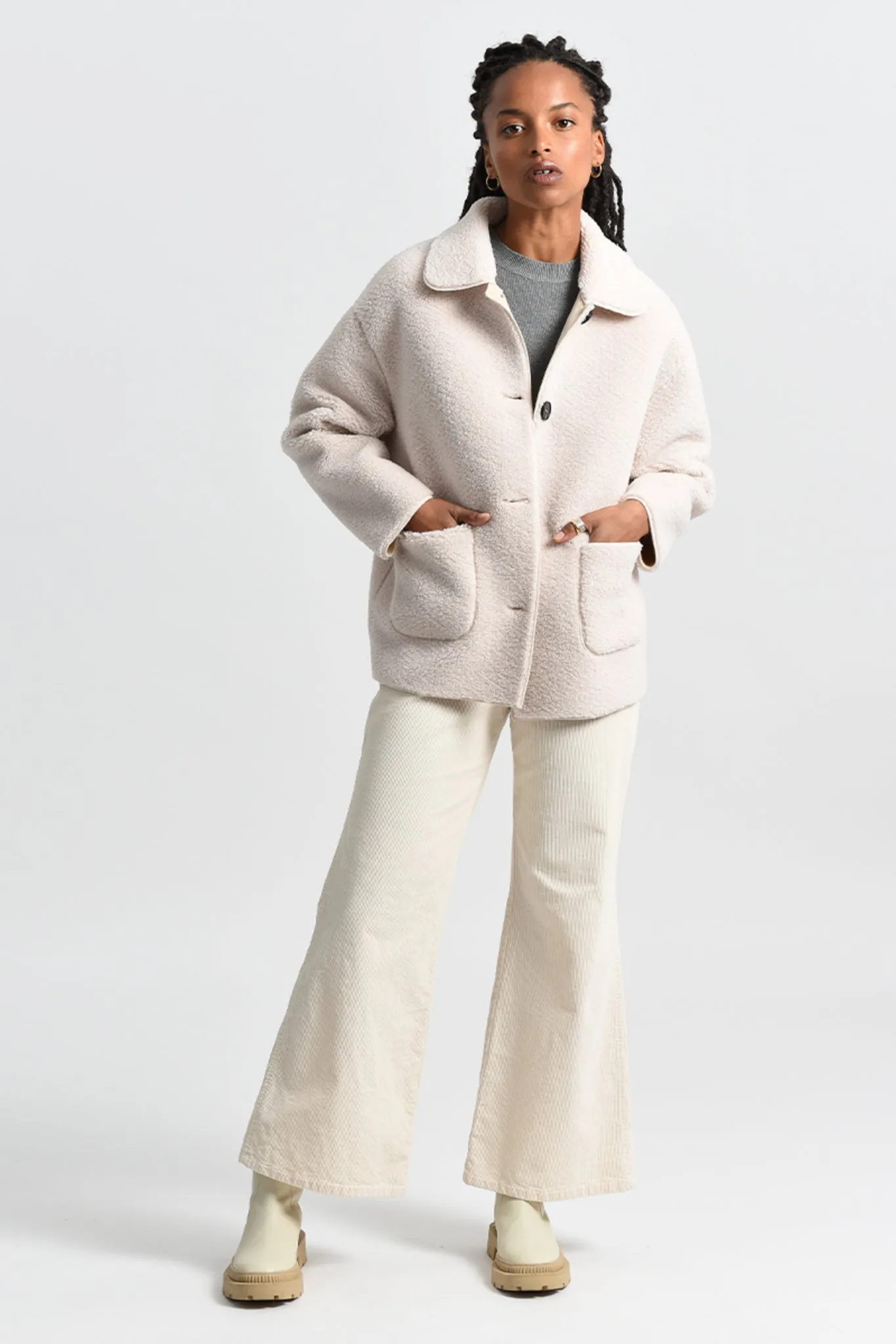 Molly Faux Sheepskin Woven Coat