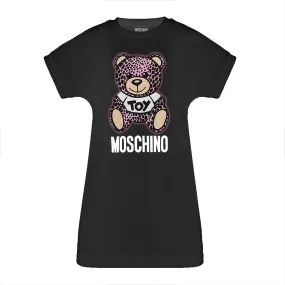 Moschino Leopard Bear Black Dress