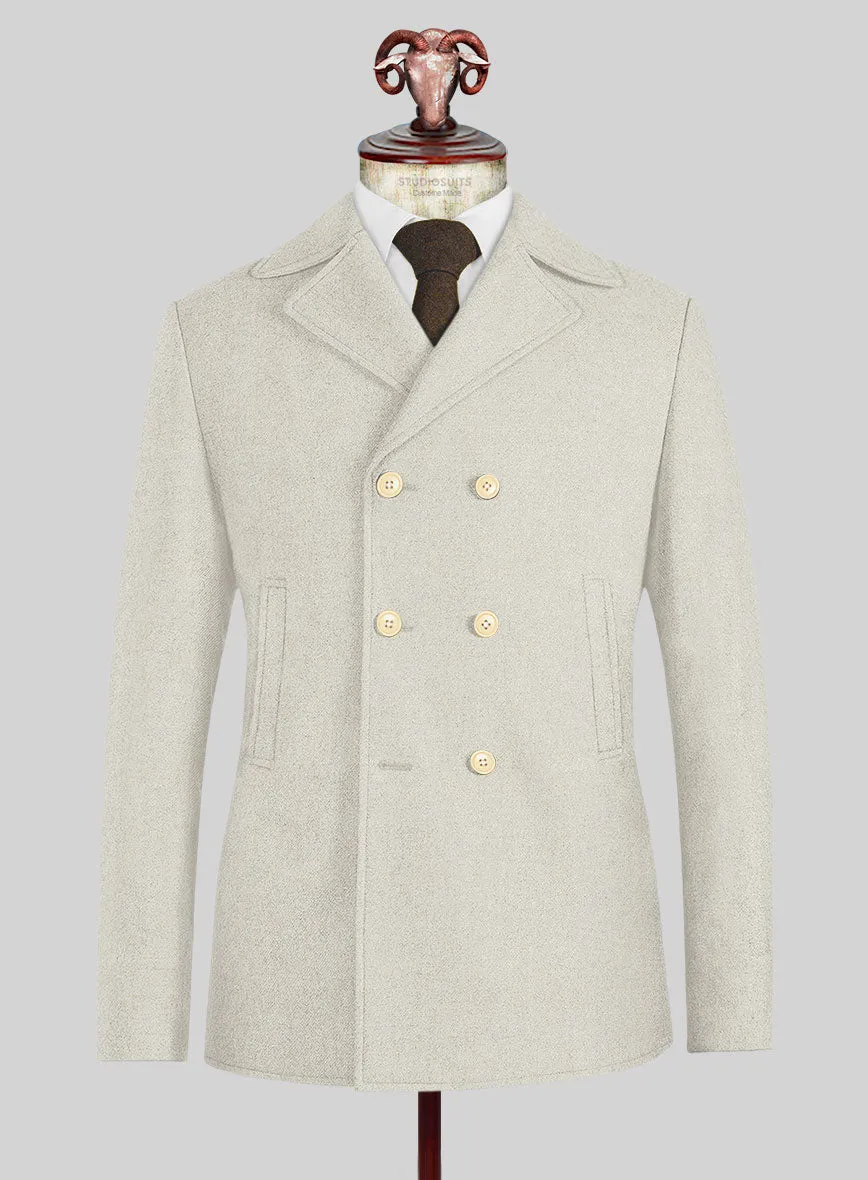 Naples Off White Tweed Pea Coat